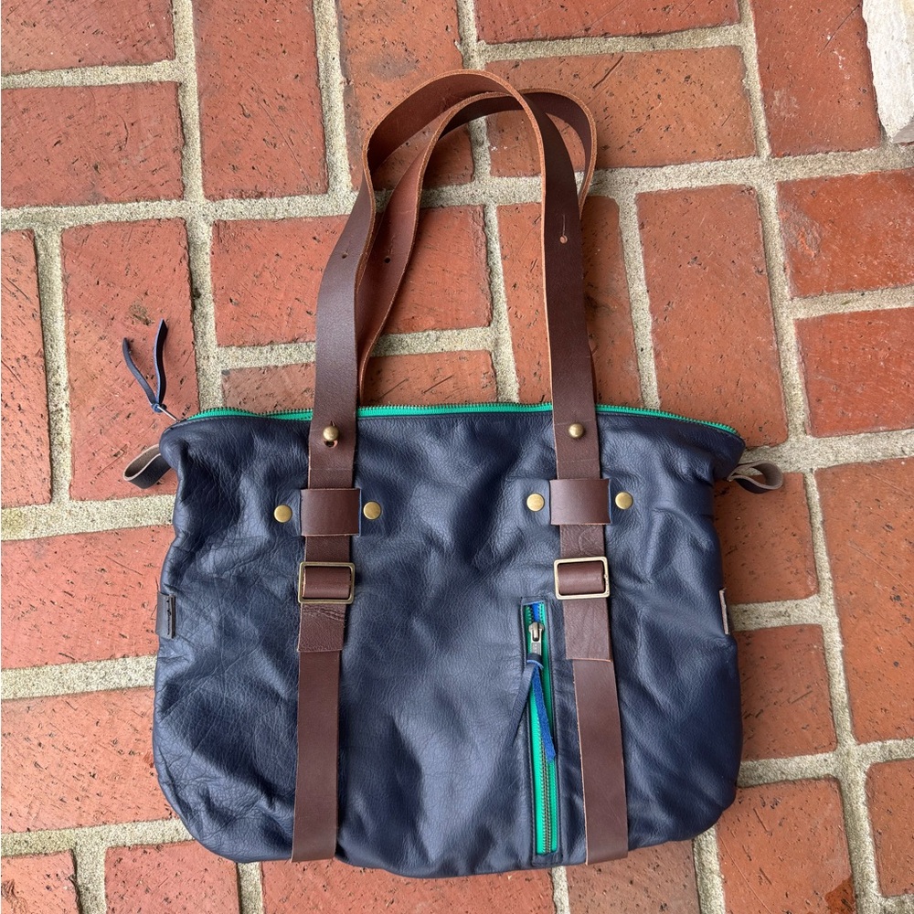 Spencer Devine Blue Leather Purse Bag Tote
